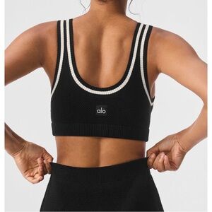 ALO Yoga Black & White Ribbed Sports Bra